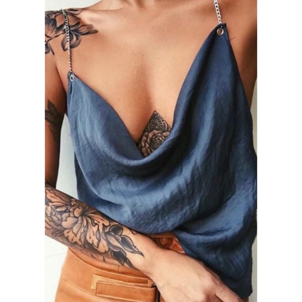Shakuhachi Chain Gang Blue Strap Cami Top Blouse